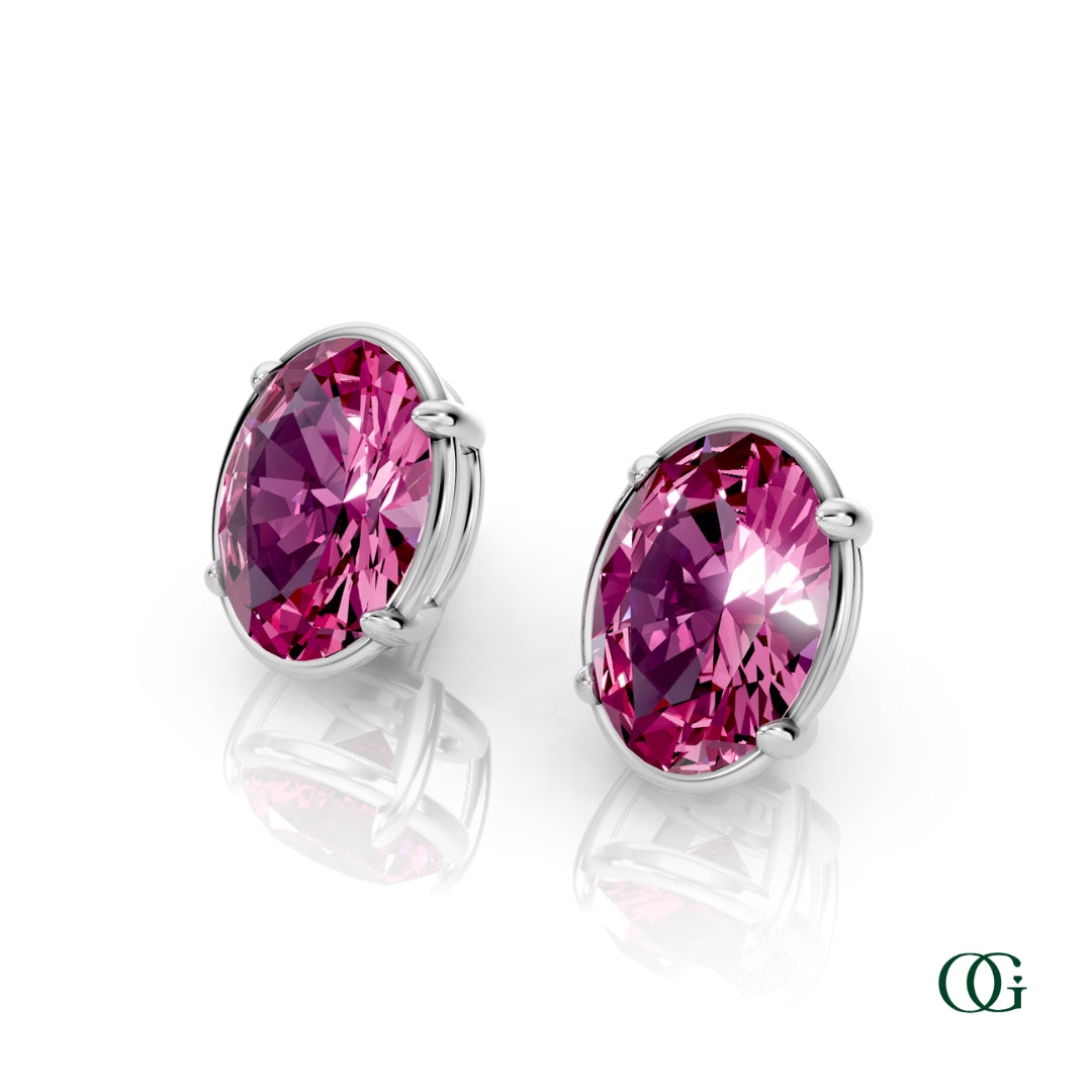 Personalized Oval Birthstone Stud Earrings