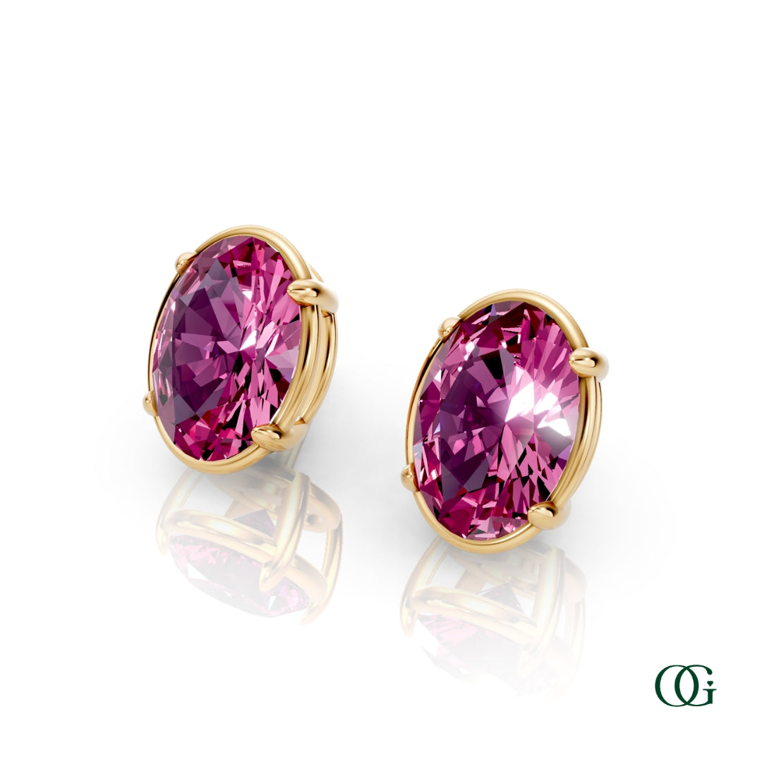 Personalized Oval Birthstone Stud Earrings