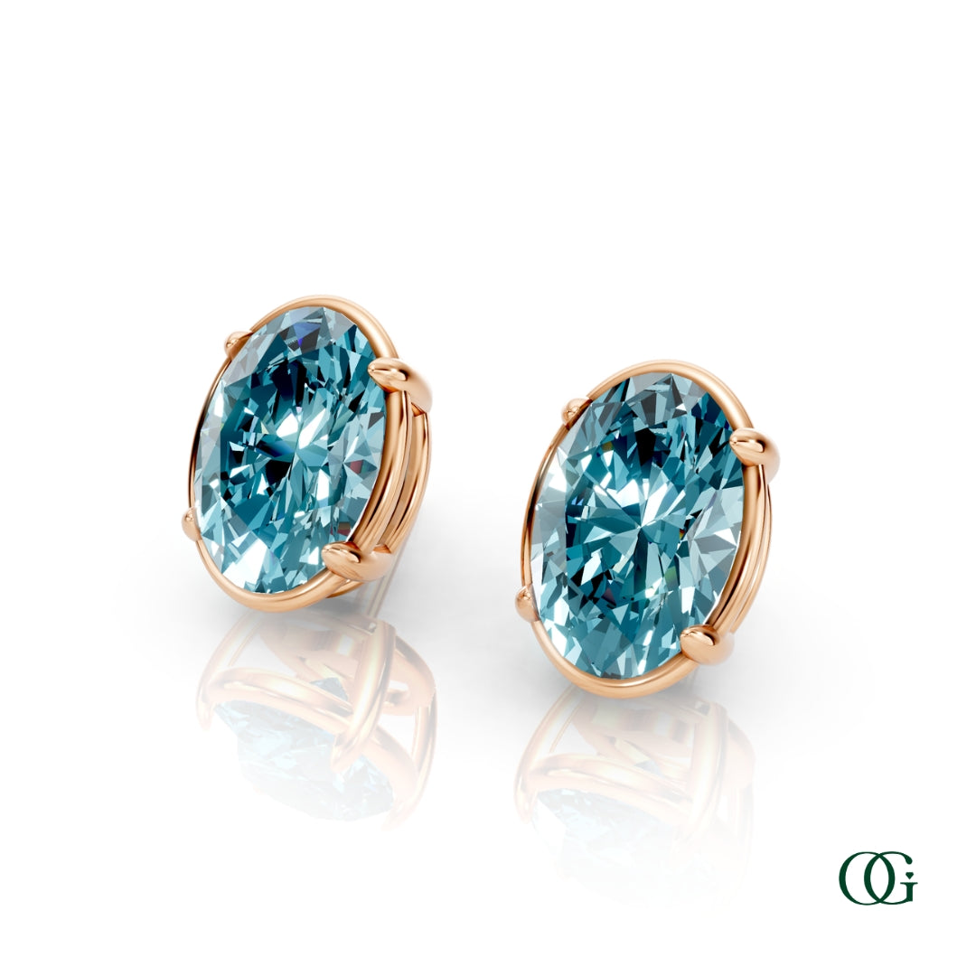 Personalized Oval Birthstone Stud Earrings