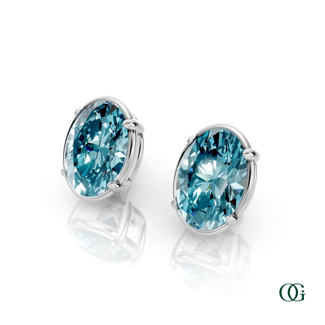 Personalized Oval Birthstone Stud Earrings
