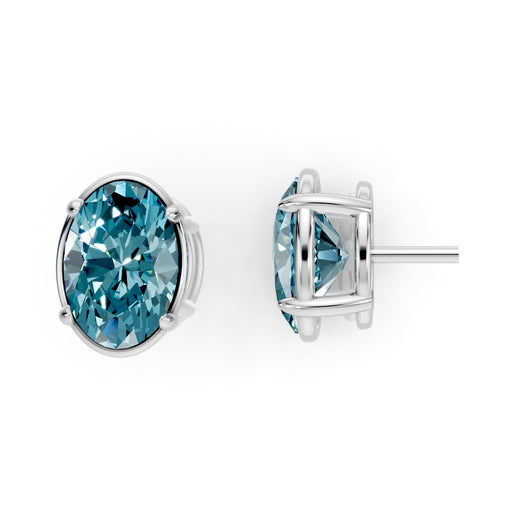 W|Personalized Oval Topaz Birthstone Stud Earrings in White Gold