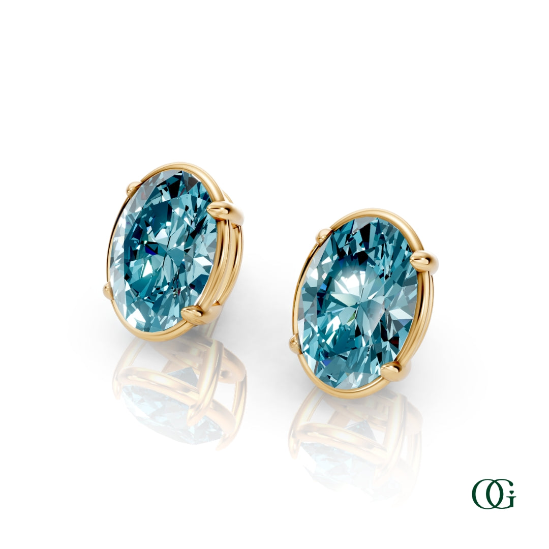 Personalized Oval Birthstone Stud Earrings