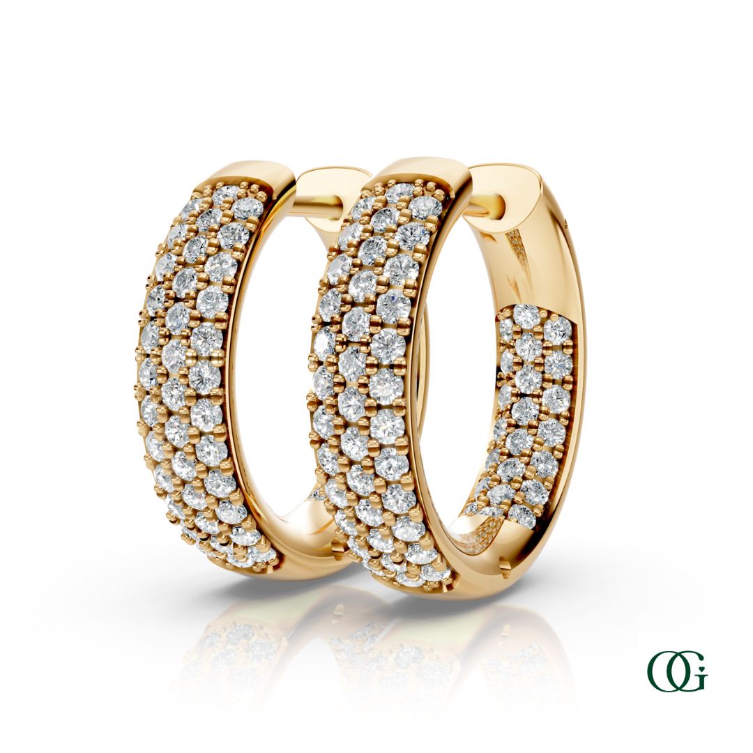 Three-Row Inside-Out Diamond Hoop Earrings