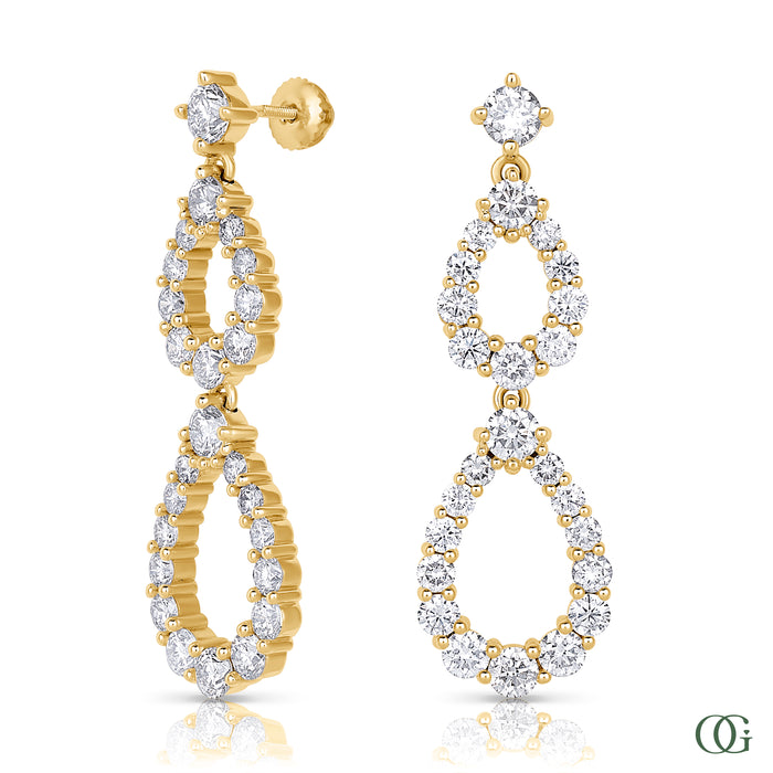 Double Teardrop Lab Grown Diamond Drop Earrings in 14K & 18K Gold