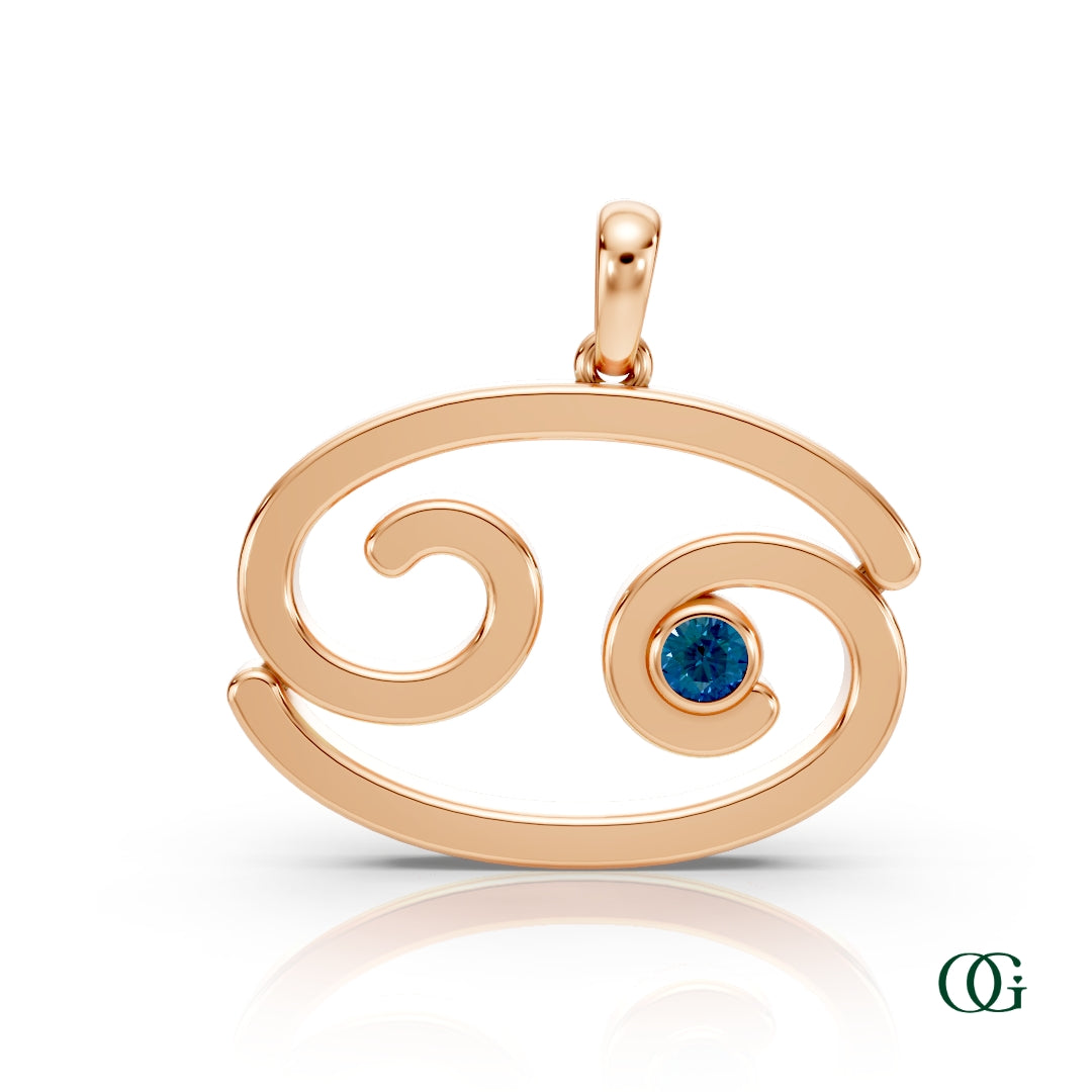 R |Cancer Zodiac Pendant with Alexandrite in Rose Gold