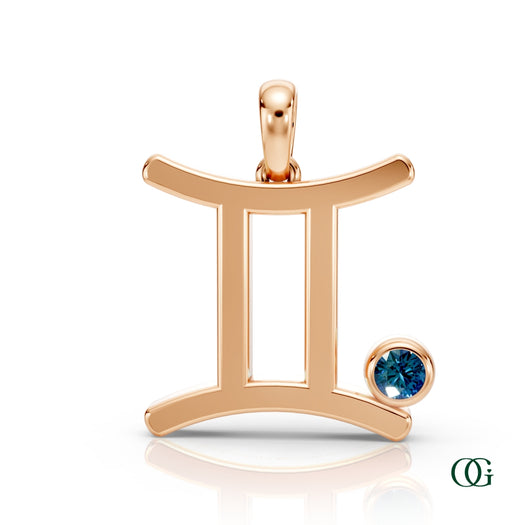 R|Gemini Zodiac Pendant with Alexandrite in Rose Gold