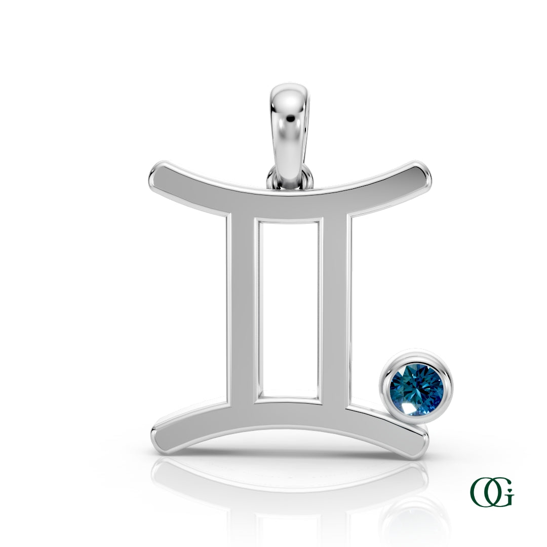 W|Gemini Zodiac Pendant with Alexandrite in White Gold