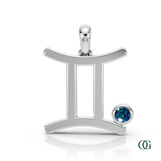 W|Gemini Zodiac Pendant with Alexandrite in White Gold