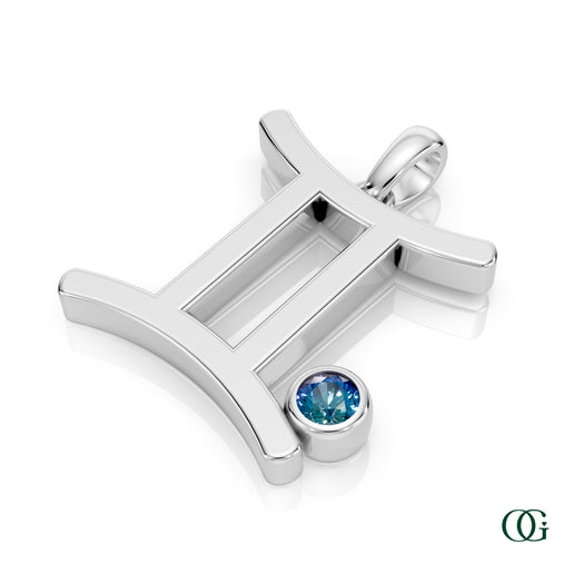 W|Gemini Zodiac Pendant with Alexandrite in White Gold