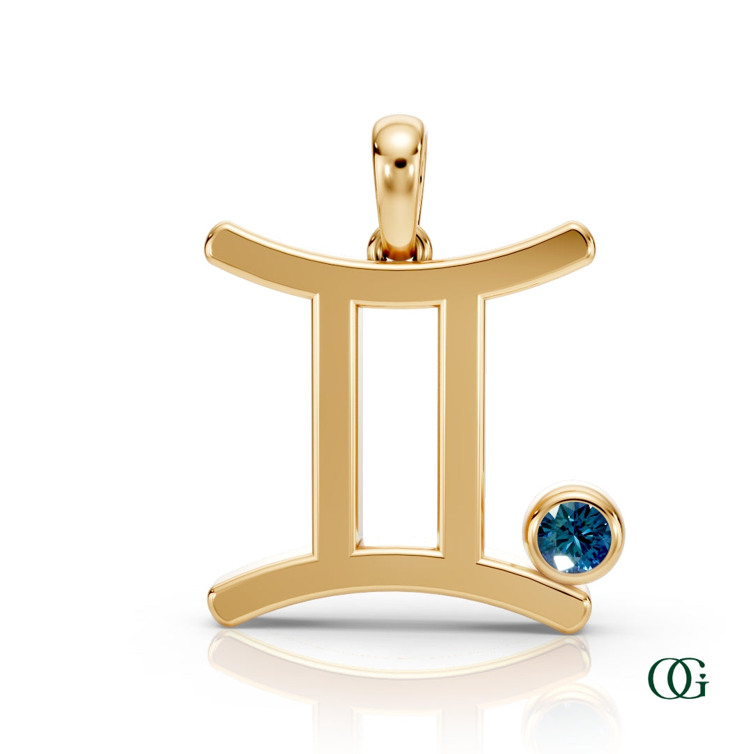 Y|Gemini Zodiac Pendant with Alexandrite in Yellow Gold
