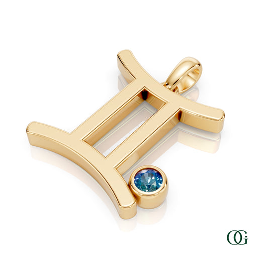 Y|Gemini Zodiac Pendant with Alexandrite in Yellow Gold