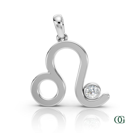 W | Leo Zodiac Pendant with Diamond in White Gold