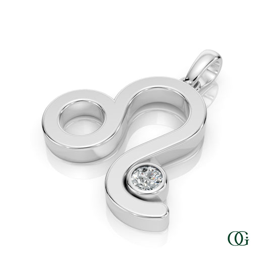W | Leo Zodiac Pendant with Diamond in White Gold