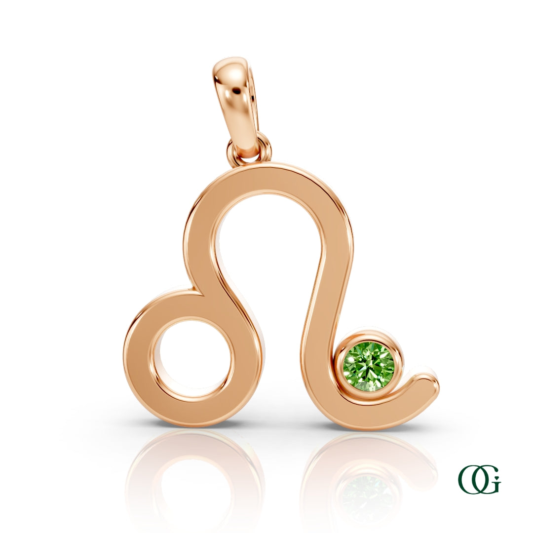 R | Leo Zodiac Pendant with Peridot in Rose Gold