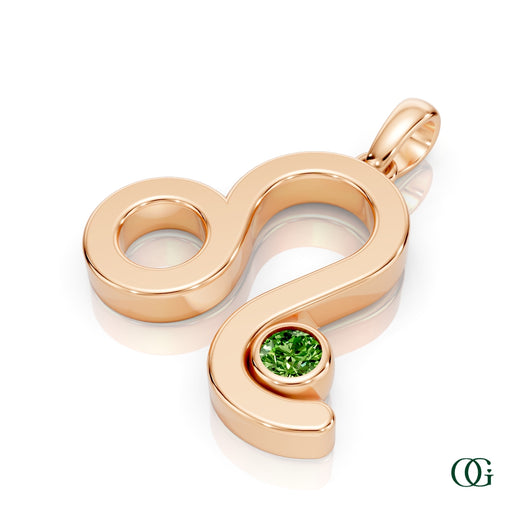 R | Leo Zodiac Pendant with Peridot in Rose Gold