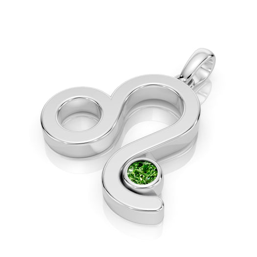 W| Leo Zodiac Pendant with Peridot in White Gold