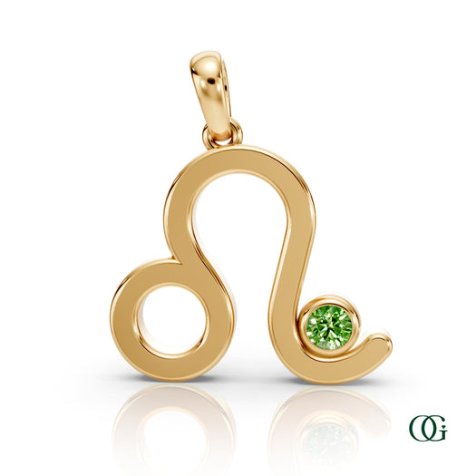 Y | Leo Zodiac Pendant with Peridot in Yellow Gold