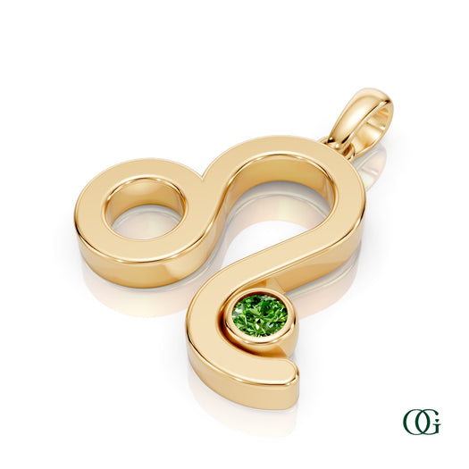 Y | Leo Zodiac Pendant with Peridot in Yellow Gold