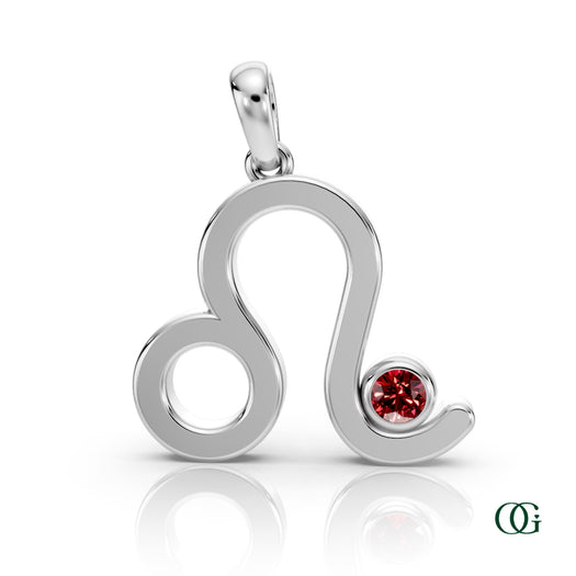 W | Leo Zodiac Pendant with Ruby in White Gold