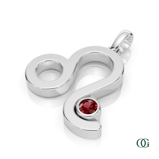 W | Leo Zodiac Pendant with Ruby in White Gold
