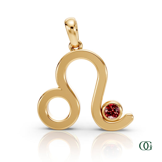 Y | Leo Zodiac Pendant with Ruby in Yellow Gold