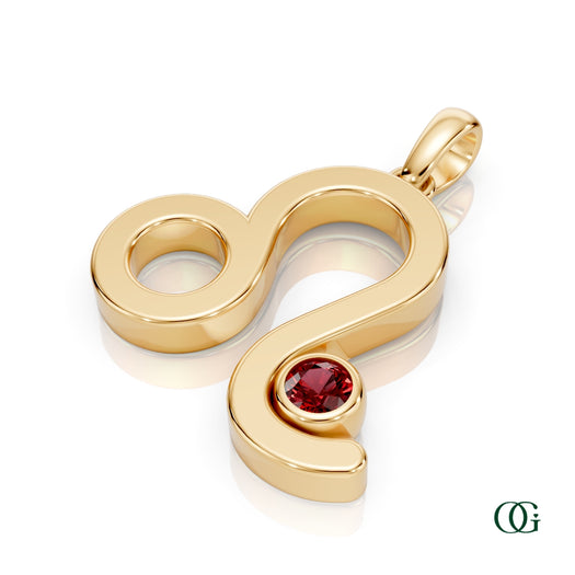 Y | Leo Zodiac Pendant with Ruby in Yellow Gold