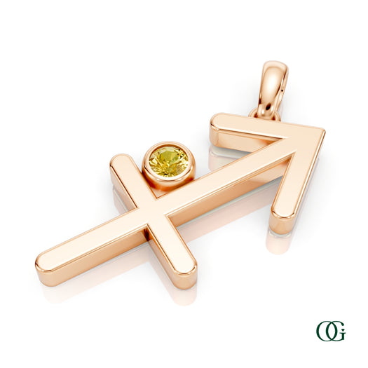 R |Sagittarius Zodiac Pendant with Citrine in Rose Gold
