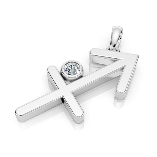 W |Sagittarius Zodiac Pendant with Diamond in White Gold