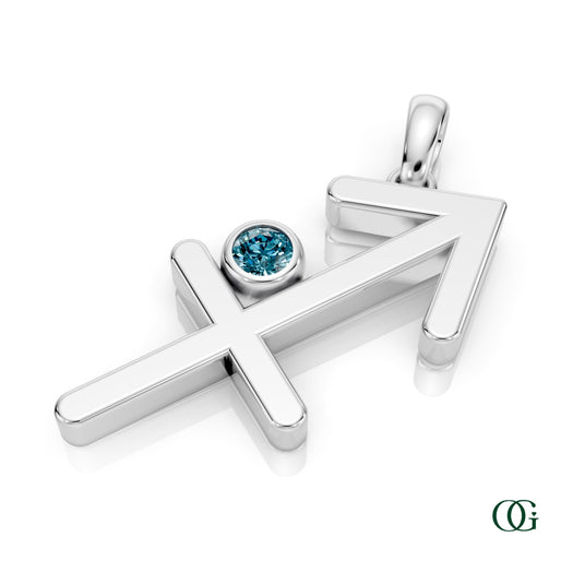 W |Sagittarius Zodiac Pendant with Topaz in White Gold