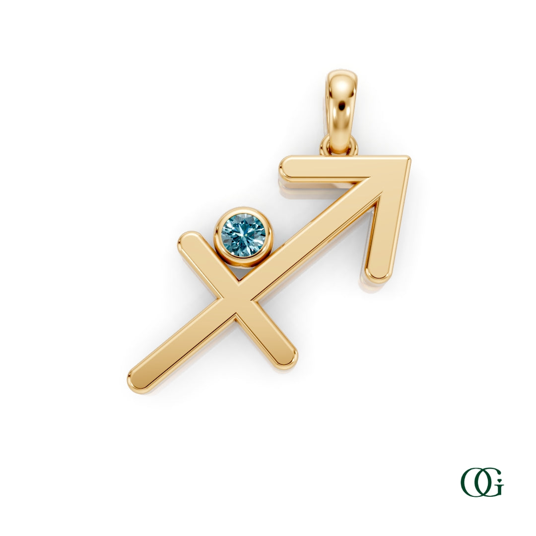 Y |Sagittarius Zodiac Pendant with Topaz in Yellow Gold