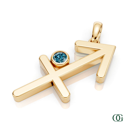 Y |Sagittarius Zodiac Pendant with Topaz in Yellow Gold