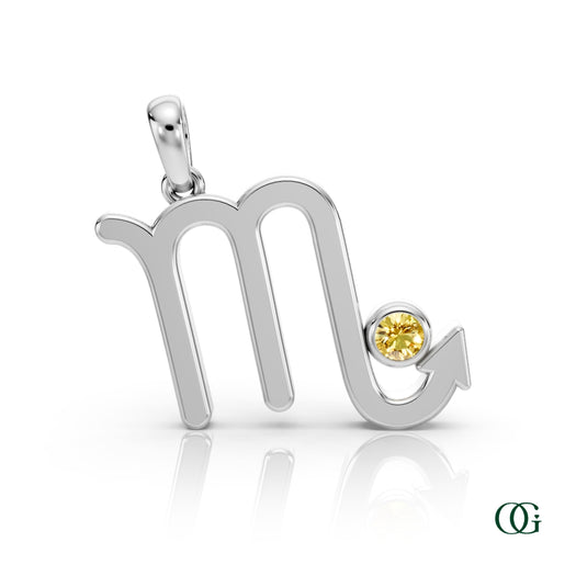 W| Scorpio Zodiac Pendant with Citrine in White Gold