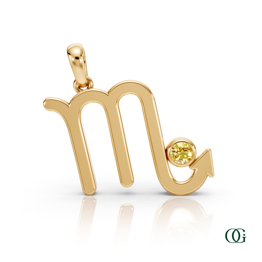 Y | Scorpio Zodiac Pendant with Citrine in Yellow Gold
