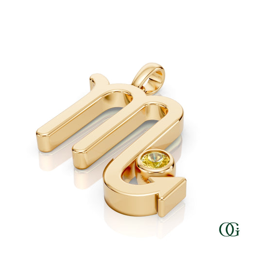 Y | Scorpio Zodiac Pendant with Citrine in Yellow Gold