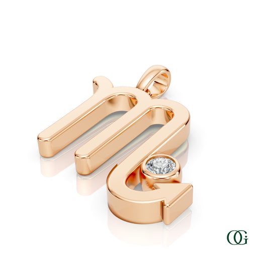 R | Scorpio Zodiac Pendant with Diamond in Rose Gold