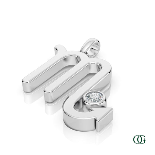 W| Scorpio Zodiac Pendant with Diamond in White Gold