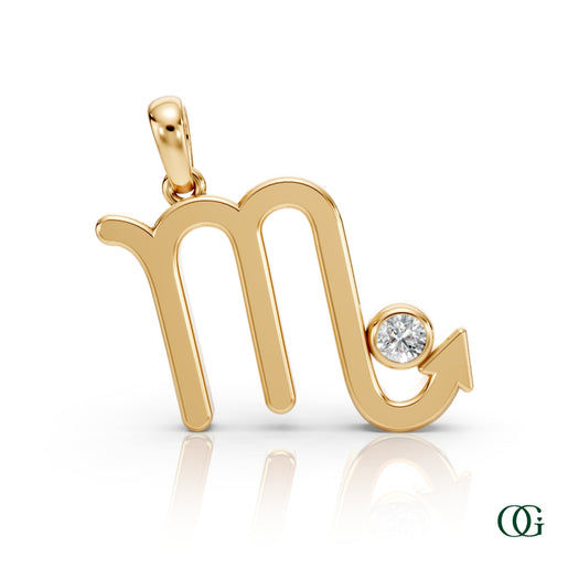 Y | Scorpio Zodiac Pendant with Diamond in Yellow Gold