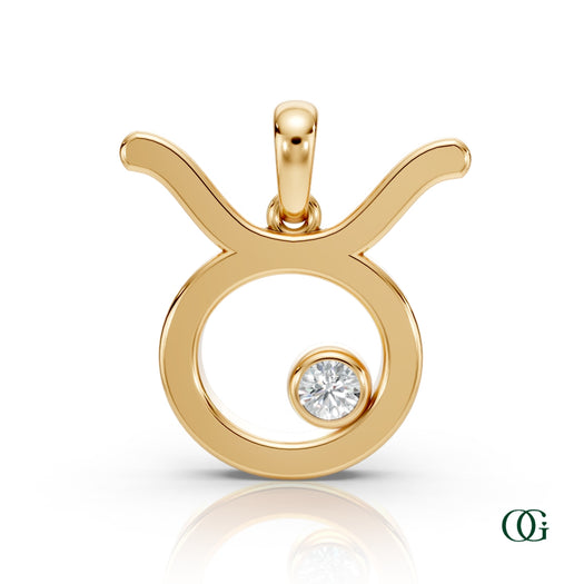 Y | Taurus Zodiac Pendant with Diamond in Yellow Gold