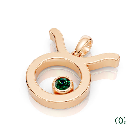 Y | Taurus Zodiac Pendant with Emerald in Rose Gold