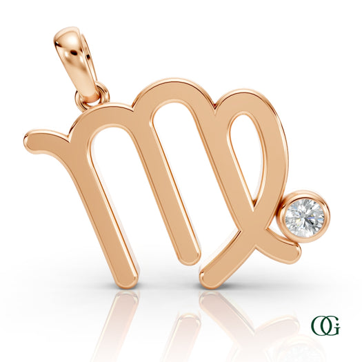 R | Virgo Zodiac Pendant with Diamond in Rose Gold
