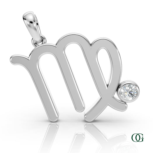 W | Virgo Zodiac Pendant with Diamond in White Gold