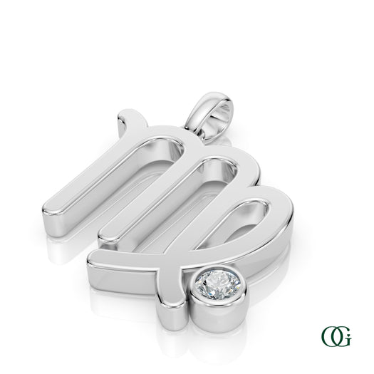 W | Virgo Zodiac Pendant with Diamond in White Gold