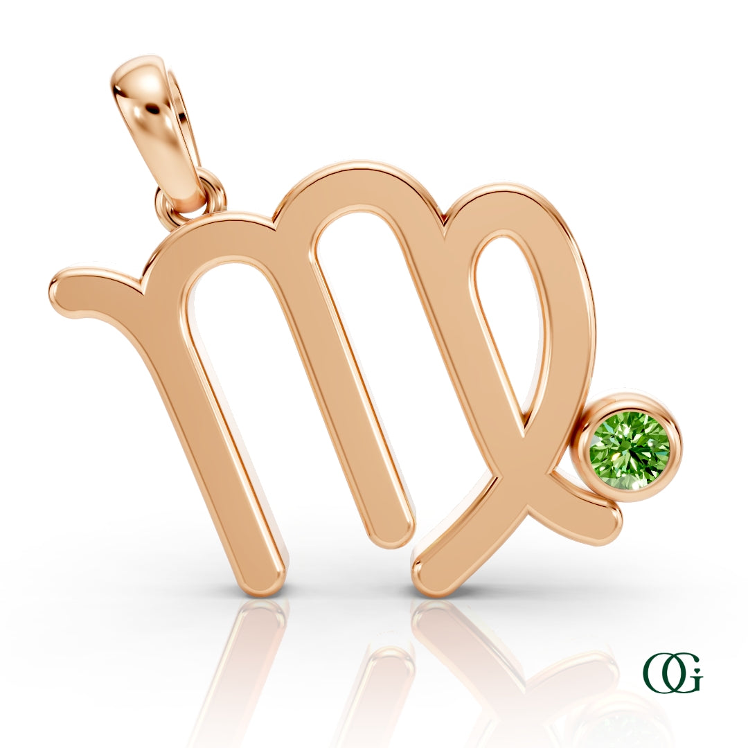 R | Virgo Zodiac Pendant with Peridot in Rose Gold