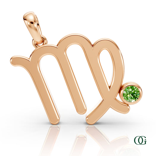 R | Virgo Zodiac Pendant with Peridot in Rose Gold