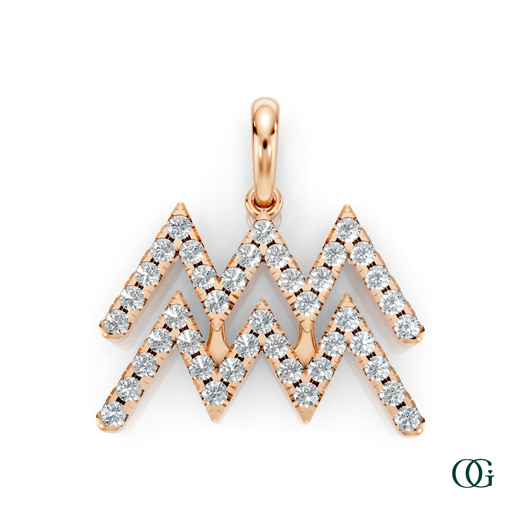 R | Aquarius Pavé Diamond Zodiac Pendant in rose gold