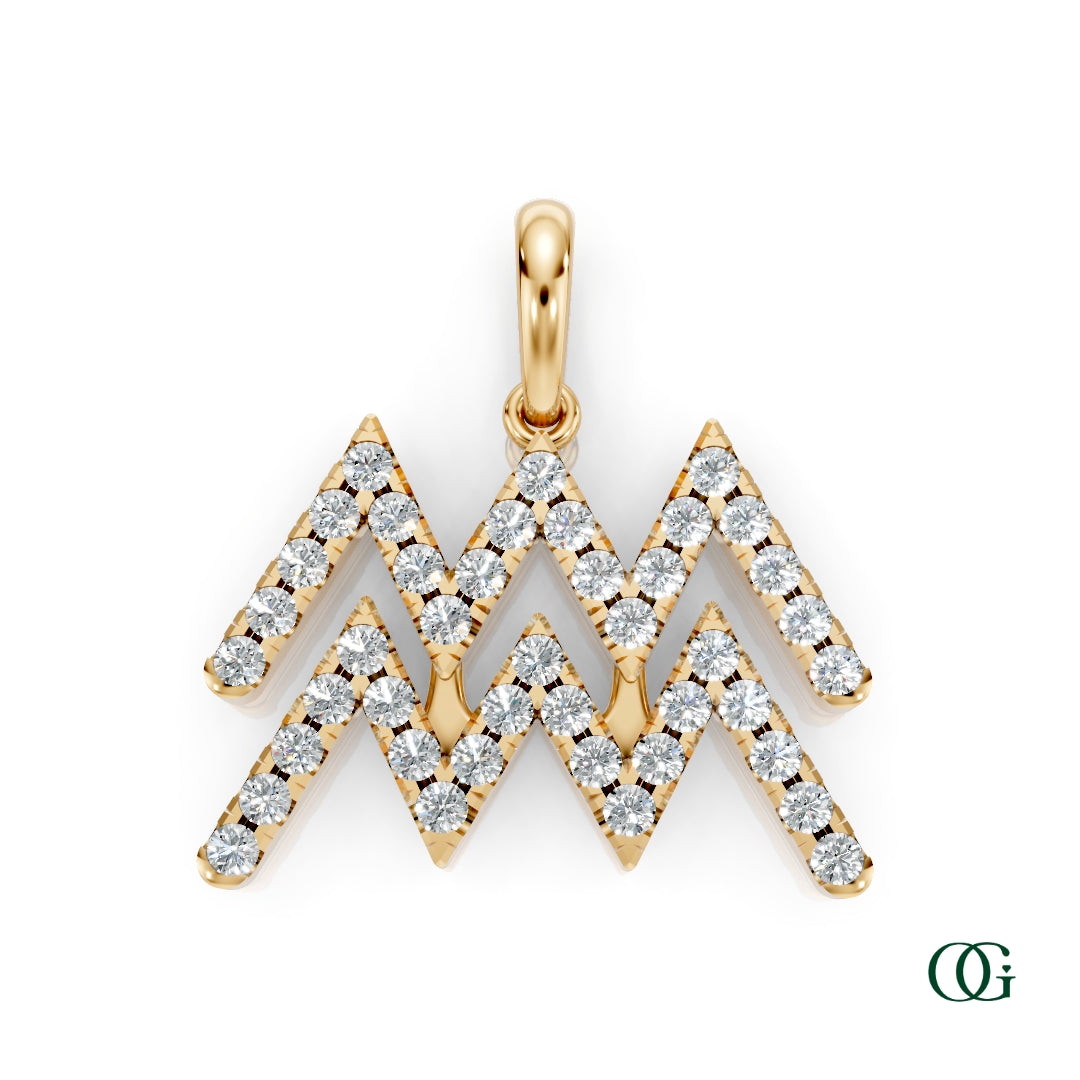 Y | Aquarius Pavé Diamond Zodiac Pendant in yellow gold