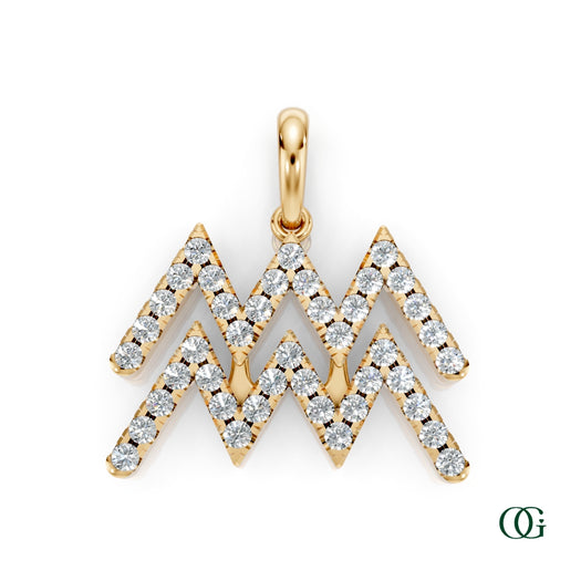 Y | Aquarius Pavé Diamond Zodiac Pendant in yellow gold