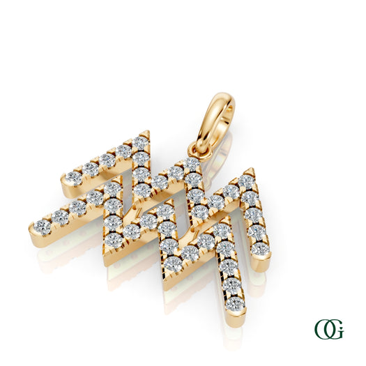 Y | Aquarius Pavé Diamond Zodiac Pendant in yellow gold