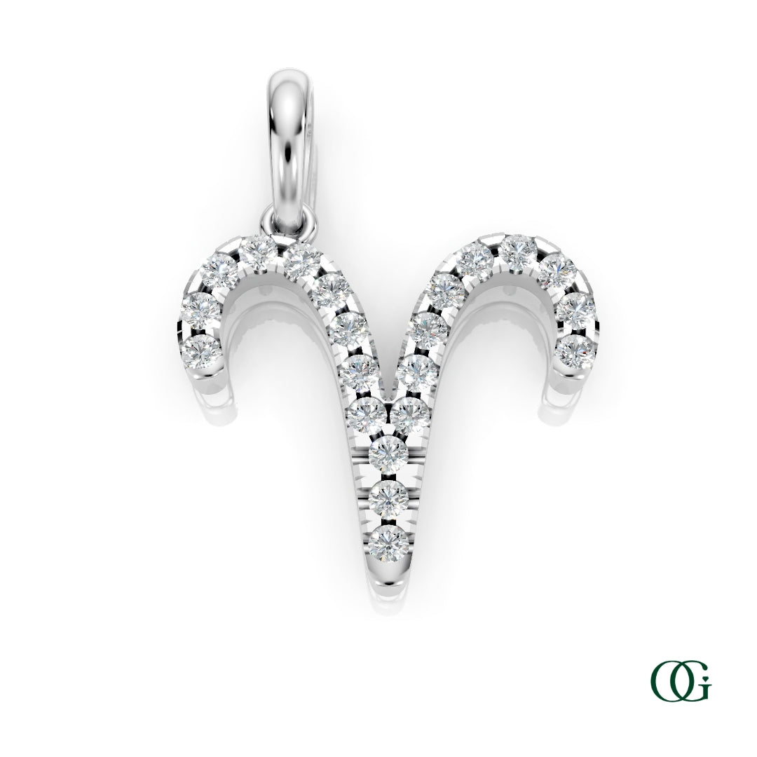 W | Aries Pavé Diamond Zodiac Pendant in white gold