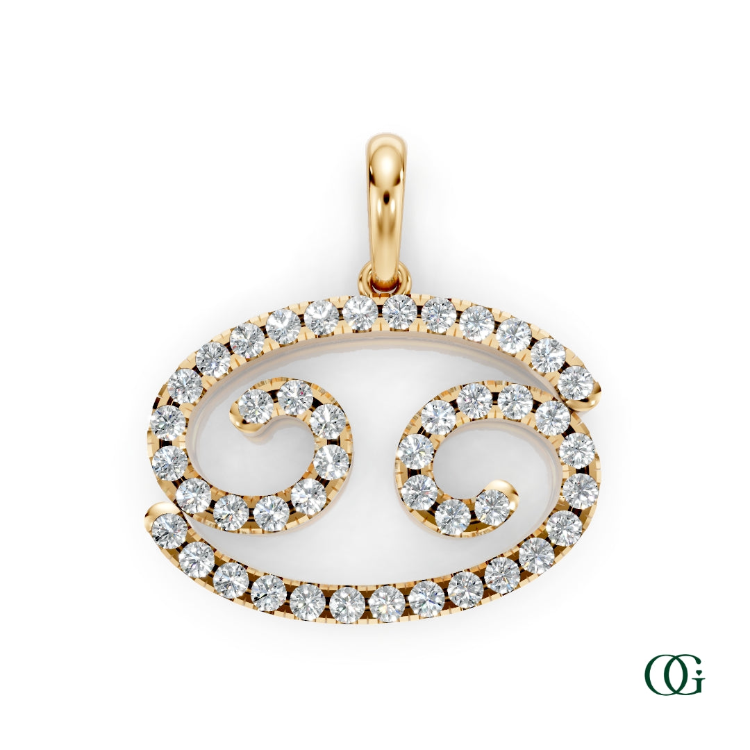 Y | Cancer Pavé Diamond Zodiac Pendant in yellow gold